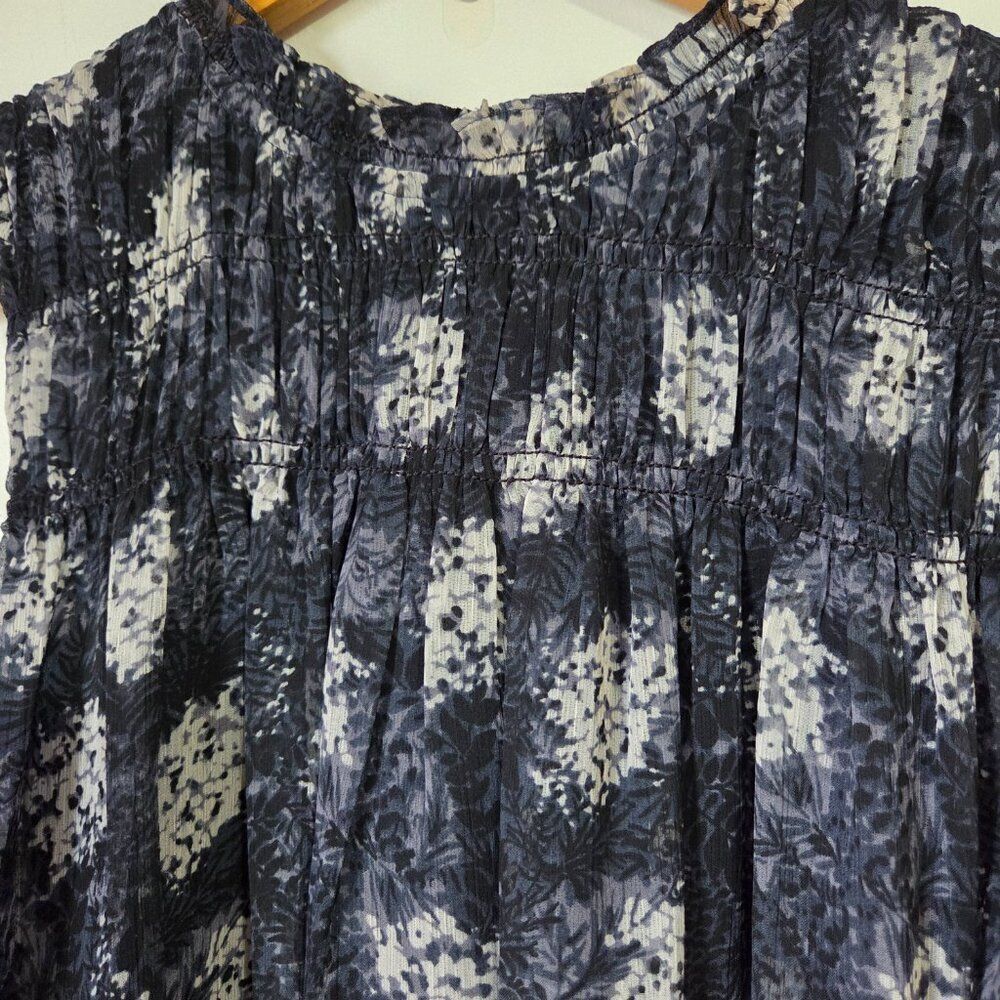 NWT JOIE BALTIC PRINT MOCK NECK SMOCKED RUFFLED/PLEATED MINI DRESS SIZE M - Picture 9 of 16